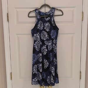 Banana Republic Blue and Navy Floral Knee Length Dress